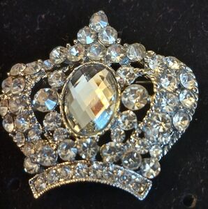 Elegant Silvertone Crown Brooch